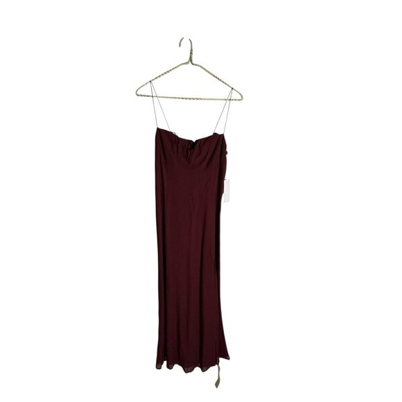 Reformation Juliette Tie Shoulder Midi Dress in Plum Red Purple NWT Size 8 - Picture 3 of 7